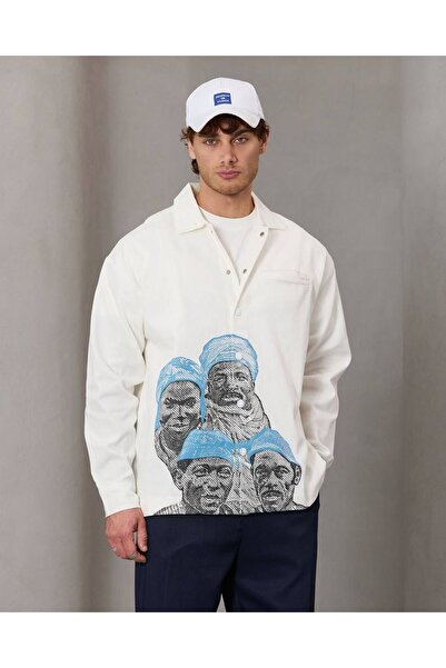 TÜZeMEN Yüz Printed Snap Button Shirt Jacket