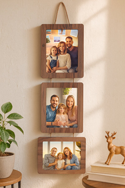 Studyo Plus İzmir Ahşap 3’lü İpli 15x21 cm Fotoğraf çerçevesi Kemençe renk