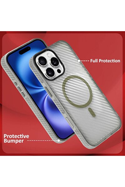 Margoun iPhone 16 Pro Max Carbon Fiber Hard PC Case - Grey