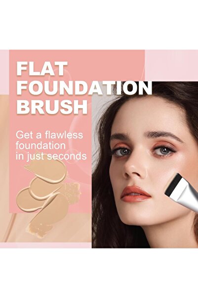 Geneic Flat Foundation Brush for Liquid Makeup, 14cm - Silver