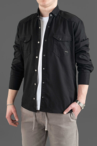 bombe Slim Fit Men's Denim Shirt Khaki