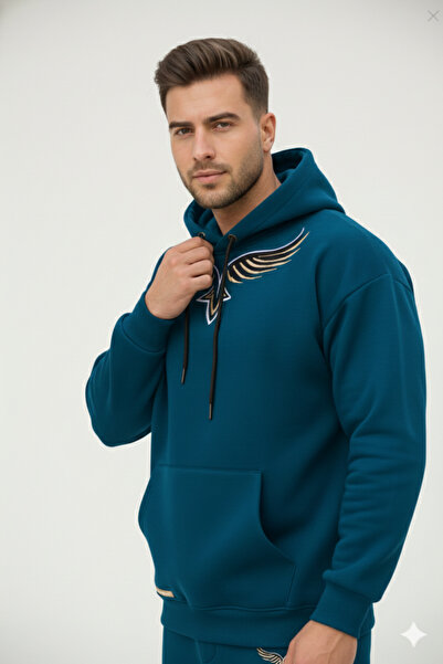 NİCE Oversized Hooded Cotton Men's Tracksuit Set |   Fleece Casual Style Sweatshirt and Bottom Set
