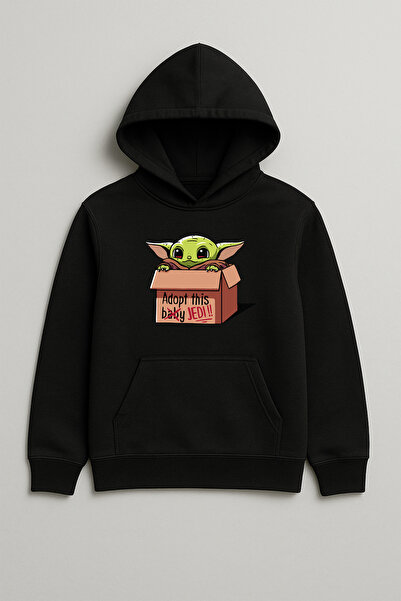 SVART WEAR Детска суитшърт с качулка и принт на Бебе Йода
