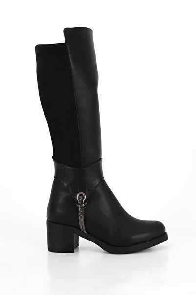 Mamito Ayakkabı Bln 711 Stone Detailed Back Stretch Below-Knee Boots