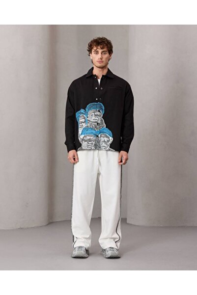 TÜZeMEN Yüz Printed Snap Button Shirt Jacket