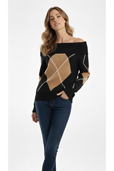 Cockatoo Women's Brown Beige Madonna Collar (Argyle) Argyle Pattern Open Shou...