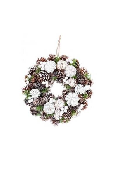 Magic Home Coroană de Crăciun MagicHome cu conuri de pin, multicoloră, diametru 32 cm