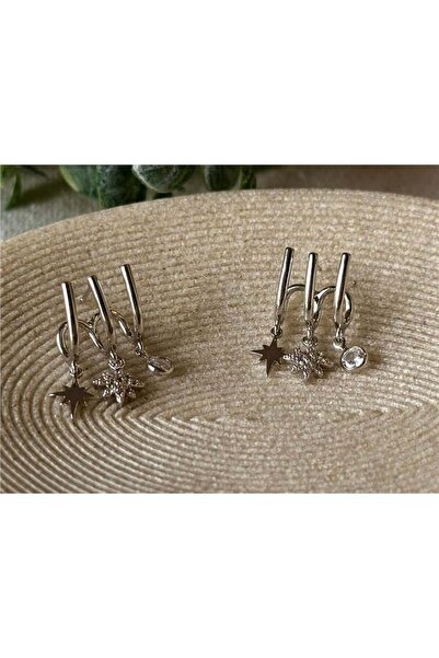 Genel Markalar 3’Lü Görünümlü Silver Küpe