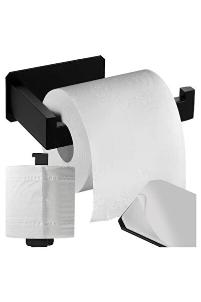 Ruhhy suport pentru hârtie igienică, metal, anticoroziv, negru, 4,8×7,8×13,9 cm