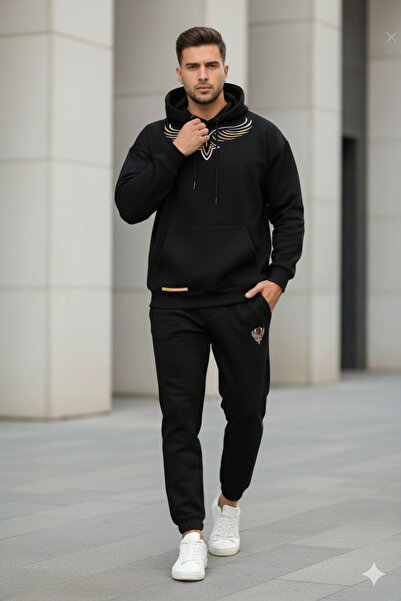 NİCE Oversized Hooded Cotton Men's Tracksuit Set |   Fleece Casual Style Sweatshirt and Bottom Set