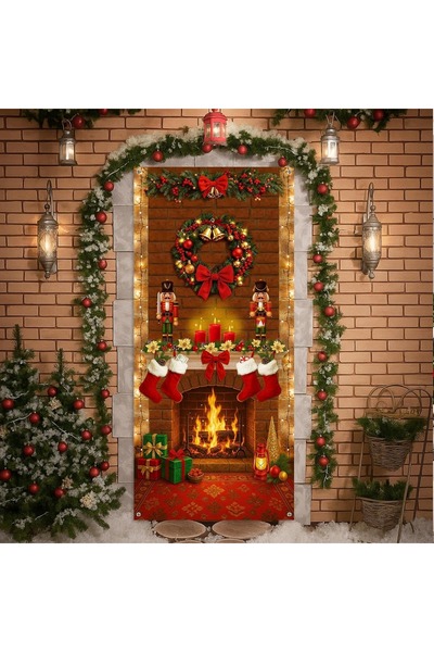 PROMISEBACKDROP2 زينة باب مرنة مقاس 190×75 سم، غطاء باب من القماش، ديكور عيد ...