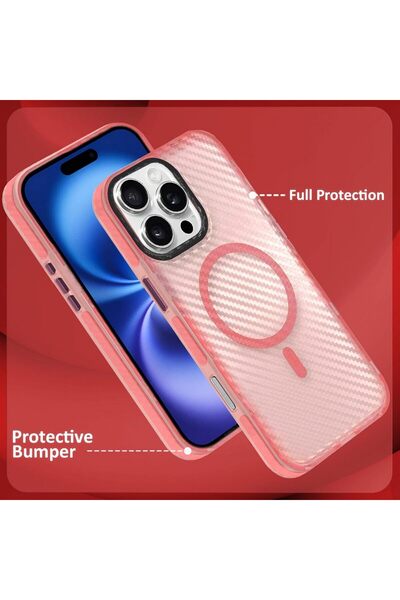 Margoun iPhone 16 Pro Max Carbon Fiber Hard PC Case - Pink