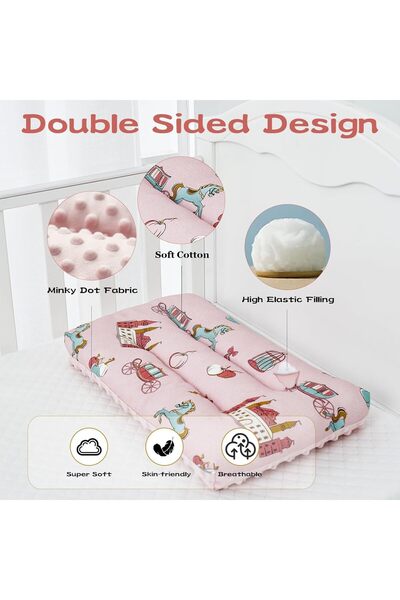 Generic Toddler Pillow, Double-Sided Breathable Soft Cotton and Minky Dot Fabric, Small Washable Pillow (Tig