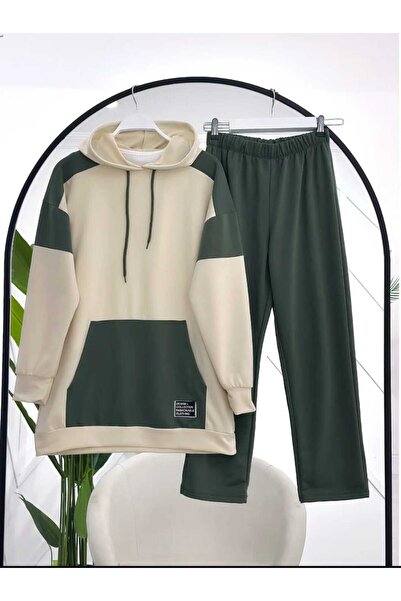 MODA VEDAT Women's Double Color K Hooded Double Set -0045