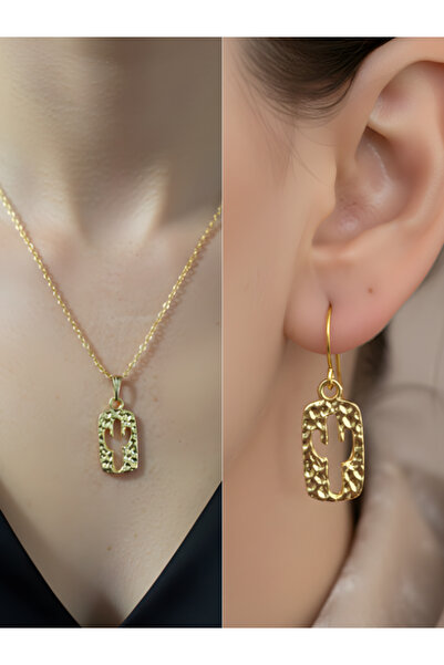 TURBİJ Cactus Figure Detail Women's Necklace Earring Set