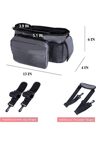 Generic Universal Baby Stroller Organizer with Cup Holder, Removable Zipper Pocket, Adjustable Shoulder Stra