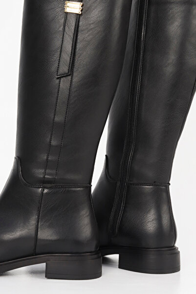 Mamito Ayakkabı BTBRO-08 Μπότες με χαμηλή σόλα κάτω από το γόνατο με λεπτομέρεια με πόρπη στο πλάι του αναβάτη