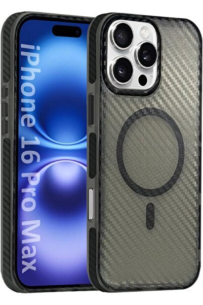 Margoun جراب iPhone 16 Pro Max من ألياف الكربون الصلبة - أسود