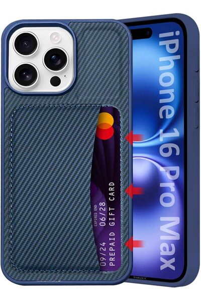 Margoun iPhone 16 Pro Max Case with Detachable Card Holder, Carbon Fiber Text...