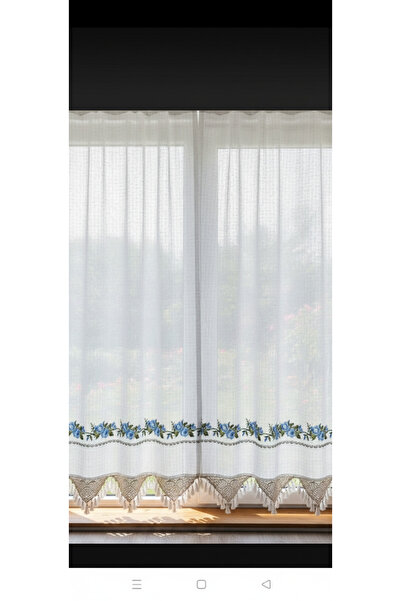 PAZARSEN Authentic Cross-Stitch Basement Curtain Cross-Stitch Hand-Laced Linen Curtain