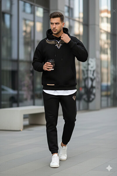 NİCE Oversized Hooded Cotton Men's Tracksuit Set |   Fleece Casual Style Sweatshirt and Bottom Set