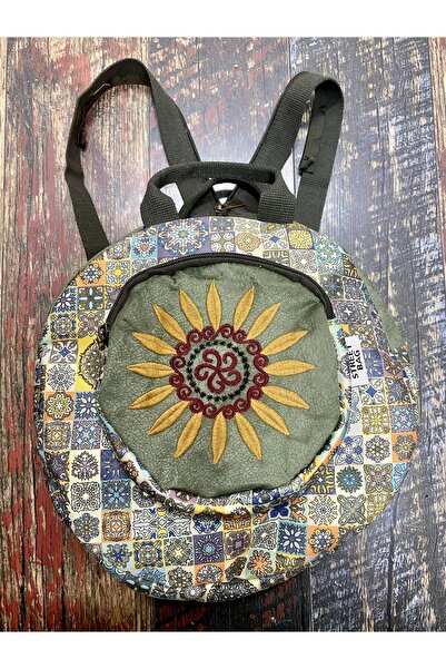street&bagdnz Fargin Ethnic Authentic Bohemian Round Embroidered Backpack Daily Travel Waterproof Backpack