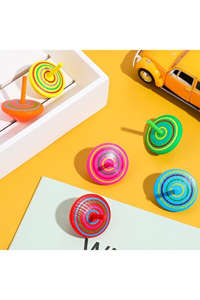 Generic Colorful Wooden Spinning Tops (20 pcs) - Handmade Gyroscope Toys for Kids