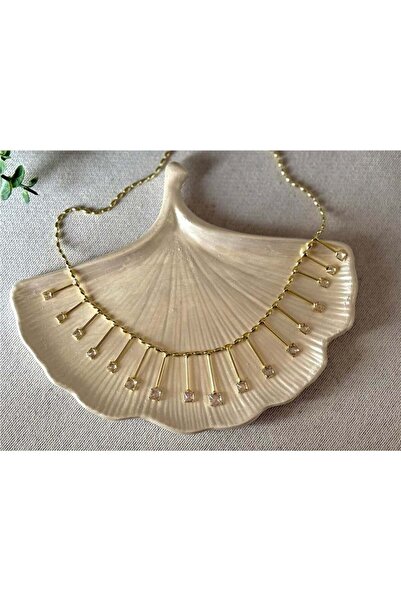 Genel Markalar Özel Seri Kare Zirkon Taş Çubuk Tasarım Gold Kolye