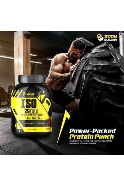 Body Builder ISO 25000 Whey Protein Isolate - with Shaker, 14.4g Glutamine, 18.1g BCAAs (4 LB, Chocolate Peanut)