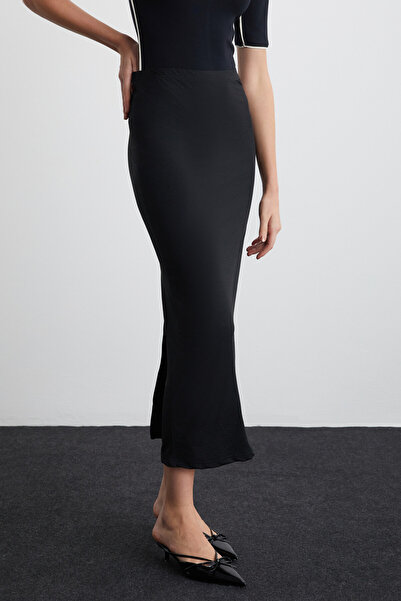 ETHIQUET Emil women's backless Slit maxi length chic black skirt