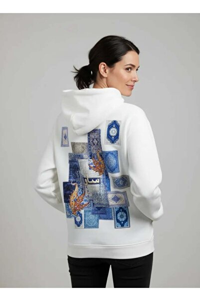 SAW Urbanity Selam Oversize Hoodie - Şardonlu %100 Pamuk - Beyaz