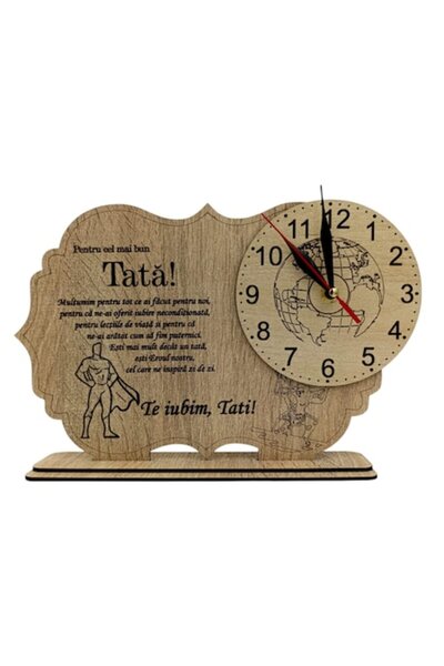 OEM Ceas decorativ din lemn – Cadou pentru tată (model 2), design supererou, ...
