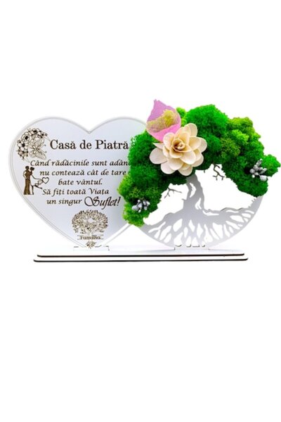 OEM Decorațiune Copacul Vieții cu Suport și Inimă, Cadou de Nuntă Personaliza...