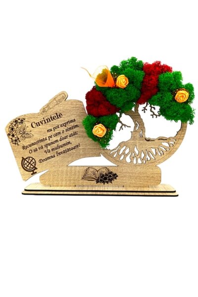 OEM Decorațiune înrămată cu Copacul Vieții, cu mușchi stabilizat și carte, ca...