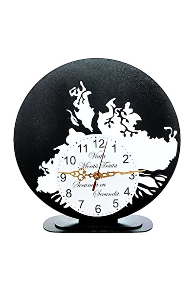 OEM Ceas de birou decorativ „Arborele Vieții” cu cadran alb, bază din lemn, m...