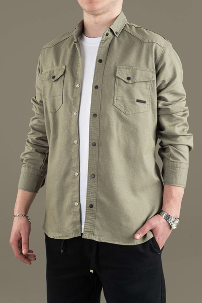 bombe Men's Slim Fit Denim Shirt