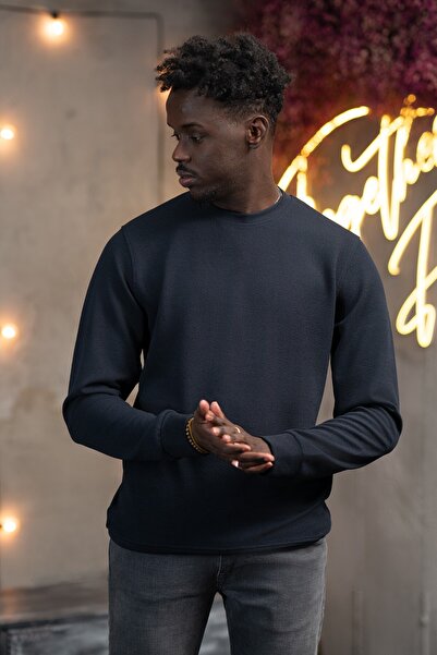 Dorss Regular Fit Dobby Crew Neck Stretch Fabric Transitional Sweatshirt