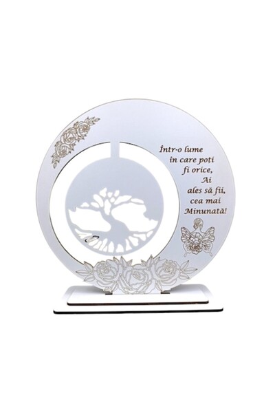 OEM Decorațiune personalizată Copacul Vieții cu mesaj standard, alb, 25 cm