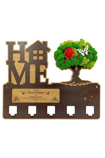 OEM Personalized wall hook with stabilized lichens and message 'Where Blessing Is, God Is' 40x30 cm