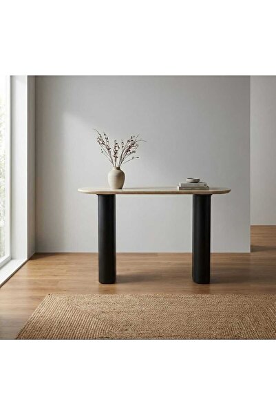 NZONE STORE Modern side table with a wooden top and cylindrical legs: 140*80