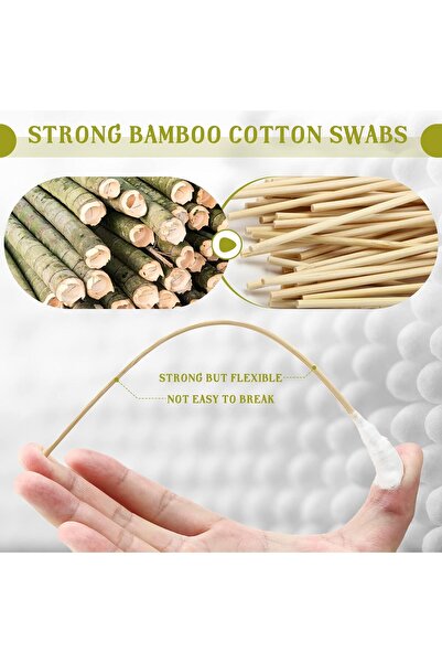 Generic Azoni Long-Handle Bamboo Cotton Swabs, 200 pcs, 8 in / 20 cm