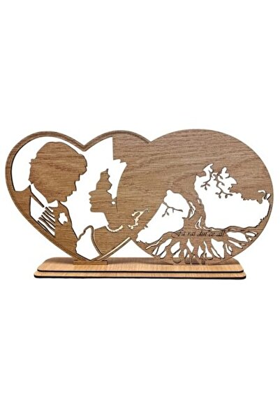 OEM Heart wall decoration for stabilized moss, personalized, 30x18 cm, model 2, brown
