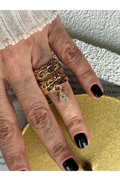 Rossetto Atelier خاتم SPOTY بحرف A قابل للتعديل متعدد الأشكال ذهبي اللون