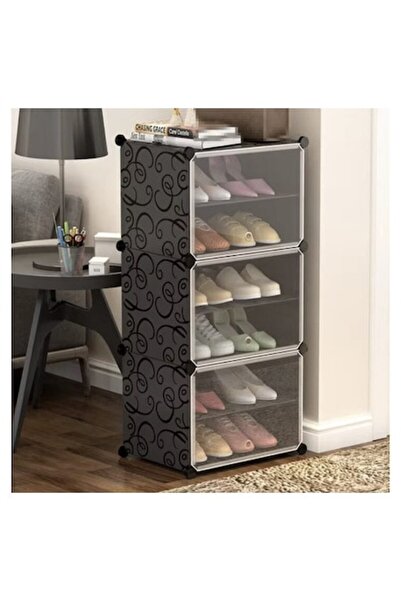 OEM Suport modular pentru pantofi negru, cu 6 niveluri, extensibil, cu uși