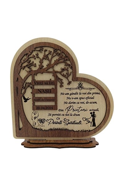 OEM Cadou pentru cerere în căsătorie pentru nași – Decorațiune din lemn în fo...