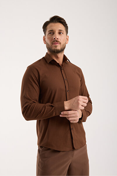 jack carisma Slim Fit Cotton Linen Textured Men's Shirt