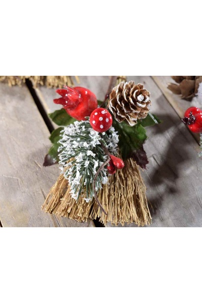 Decorer Τεχνητό κλαδί ελάτης με ίνες και κώνο ελάτης 13 εκ.