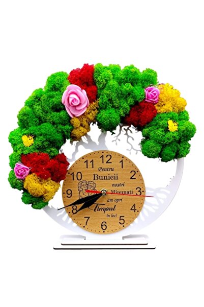 OEM Ceas decorativ Copacul Vieții decorat cu licheni, personalizat pentru bun...