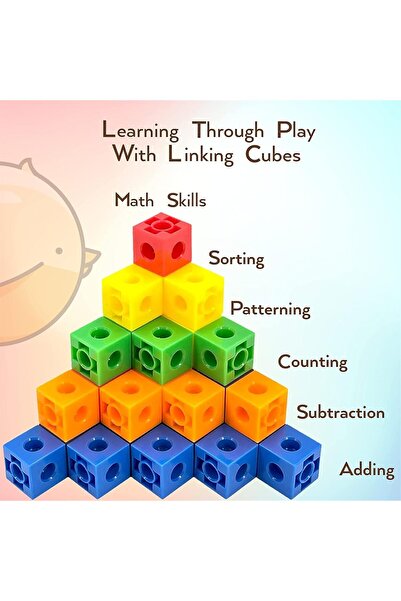 Generic 100-Piece Interlocking Counting Cubes - Educational Math Building Blocks for Preschool