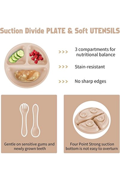 Fun Moment 8-piece Baby Feeding Silicone Weaning Set (Dark Pink)